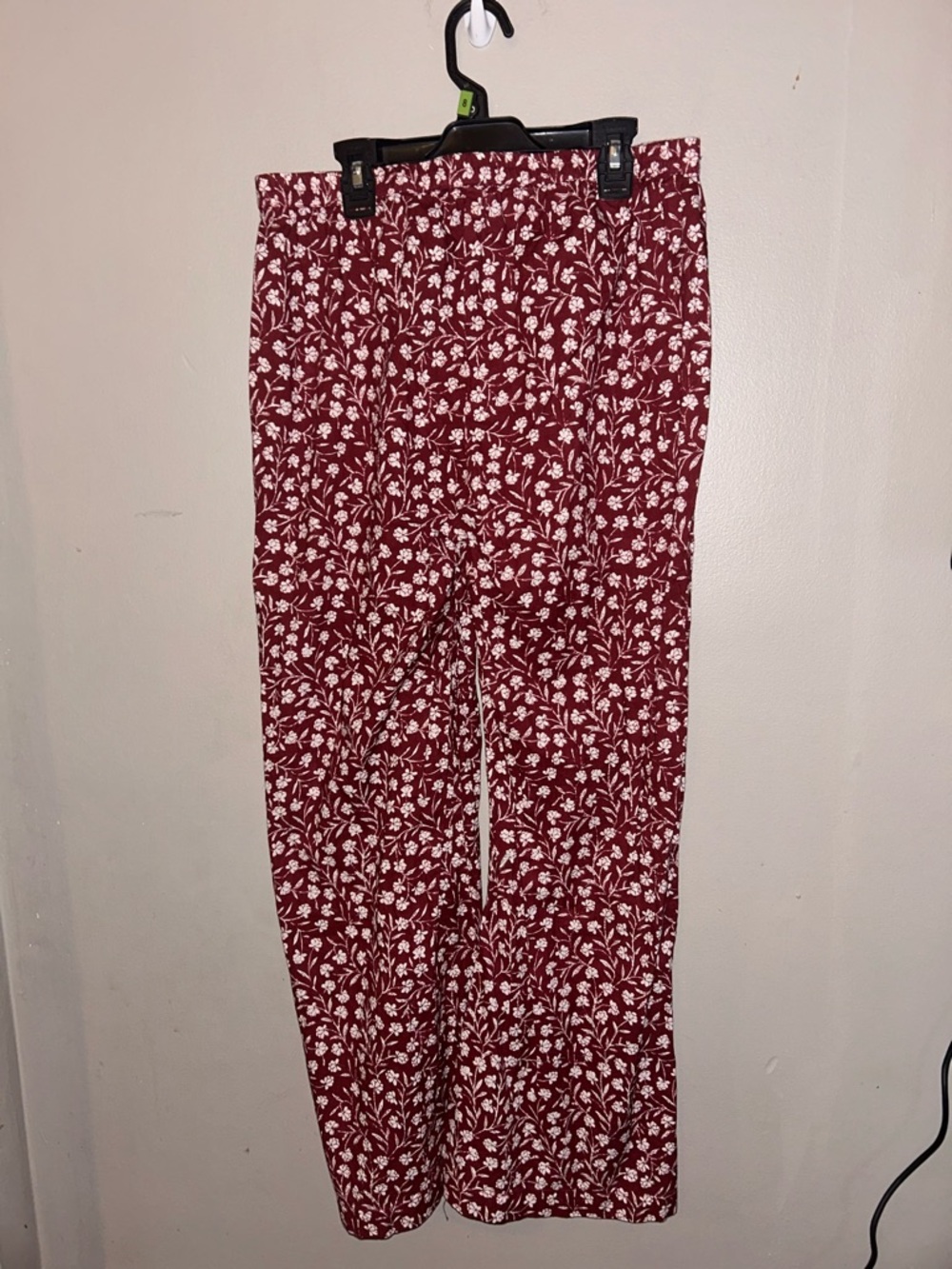 Natura Pants - red/cream split wide leg pull on 100% cotton